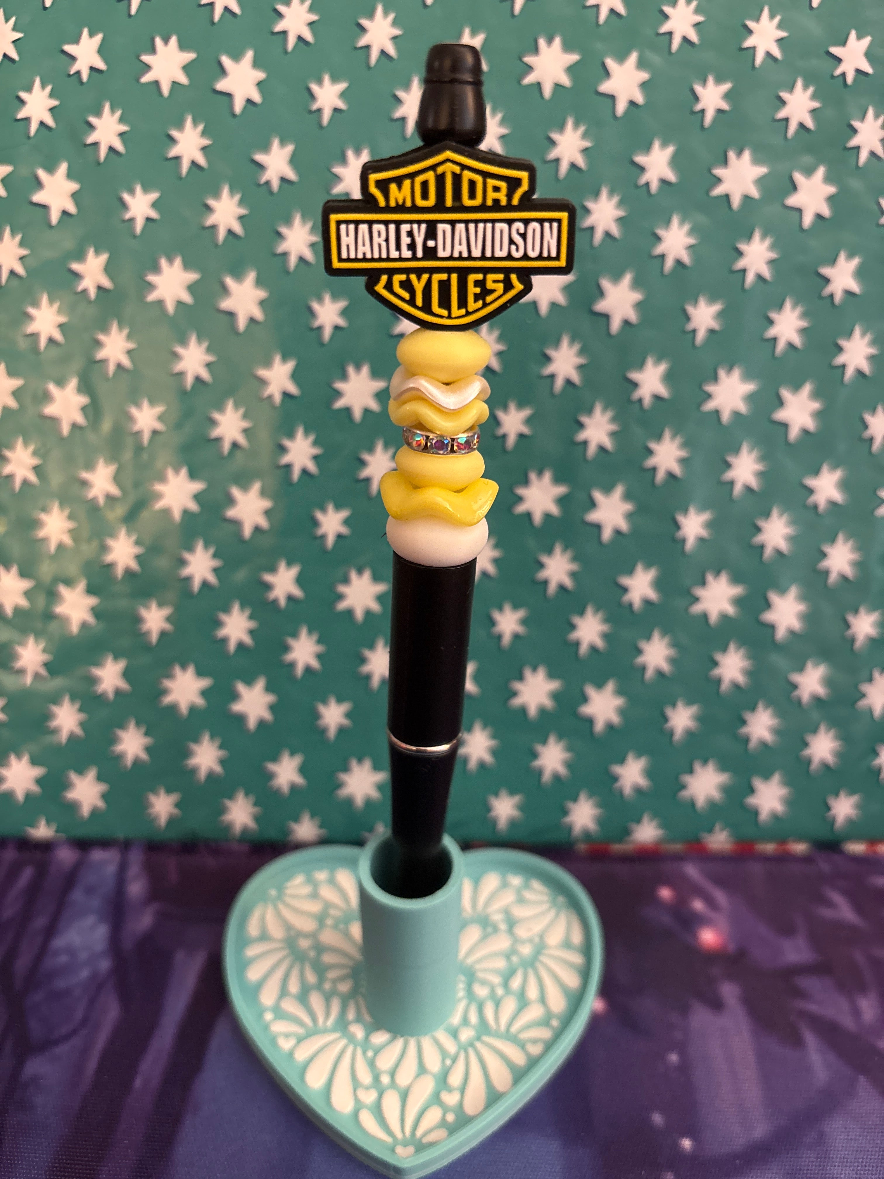 Yellow Harley Davidson Beaded Pen #4 & #5