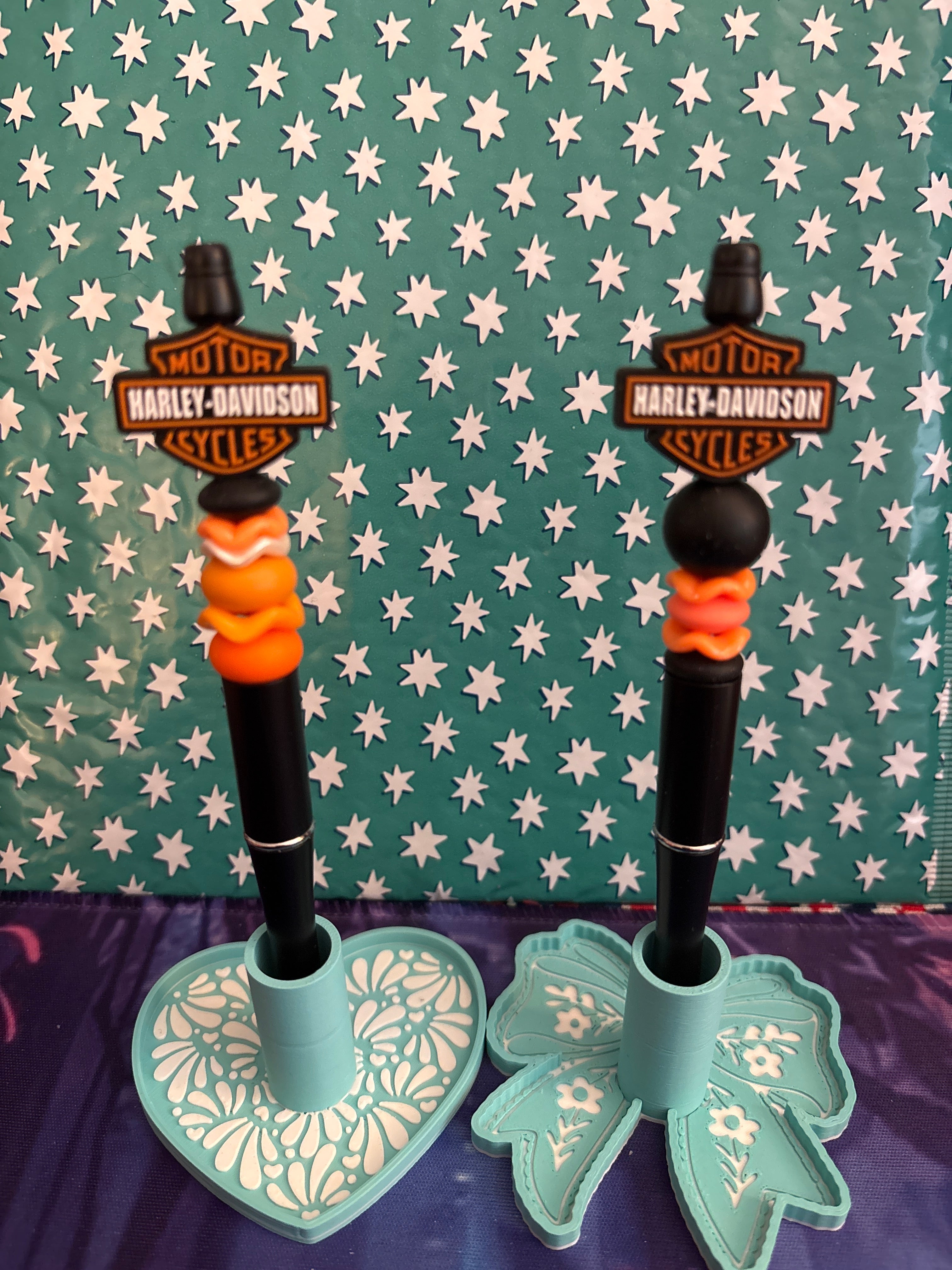 Orange Harley Davidson Beaded Pens #7 & #8